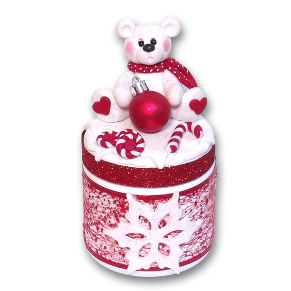 Peppermint Polar Bear Candy or Trinket Jar