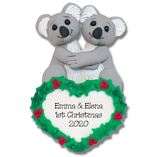 Koala Bear Couple Personalized Christmas Ornament - Limited Edition