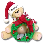 Belly Bear w/Wreath & Mouse<br>Personalized Ornament