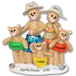 RESIN<br>Beach Belly Bears<br> Family of 5<br>Personalized Ornament