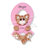 Breast CANCER-PINK RIBBON Survivor / Memorial Orange Tabby Kitty Cat Personalized  Ornament