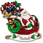 Santa in Sled w/Gifts & Rudolph<br>Personalized Ornament