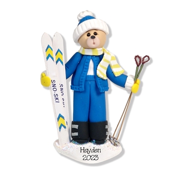 Skier Belly Bea Personalized Christmas Ornament