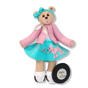 Belly Bear 50's Girl Personalized Ornament