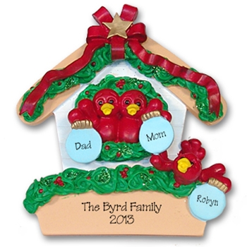 RESIN<br>Rockin' Robin Family of 3<br>Personalized Family Ornament