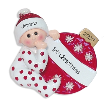 Baby with Ornament Personalized 1st Christmas Ornament - RESIN
