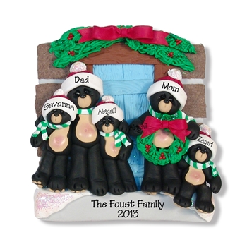 Black Bear Family of 5 at the Cabin - Plaque