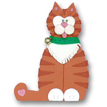 Orange Cat w/Scarf<br>Personalized Cat Ornament