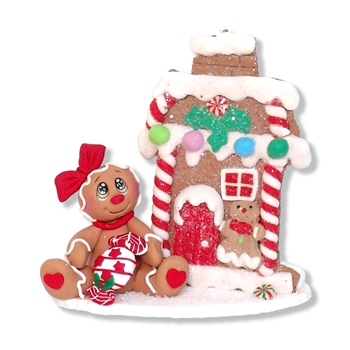 Gingerbread Clay Figure with Gingerbread House
