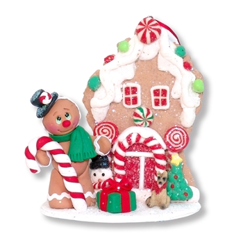 Gingerbread Clay Figure with Candy Cane and House