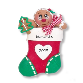 Gingerbread Gingy in Stocking Handmade Christmas Ornament