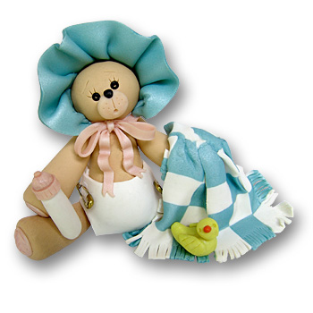 Bear w/Blue Bonnet & Blanket<br>Personalized Baby Ornament