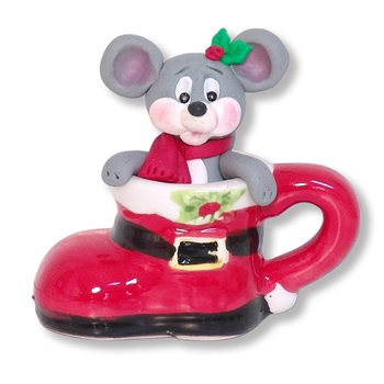 Christmas Mouse in Santa Boot Cup Figurine