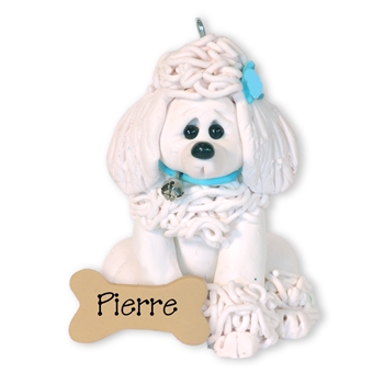 White Male Poodle Personalized Dog Ornament