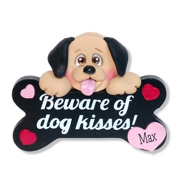 "Beware of Dog Kisses" Valentine Puppy Ornament