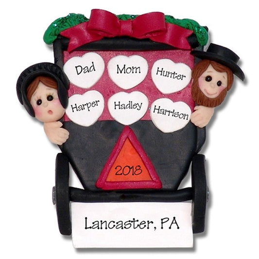 Amish Family of 5 or 6 Personalized Family Vacation Ornament - Limited Edition