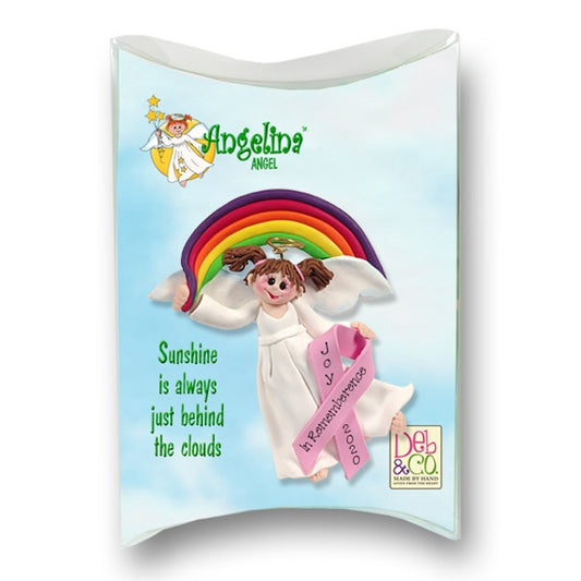 Angelina Angel Breast Cancer MEMORIAL Pink Ribbon in Custom Gift Box