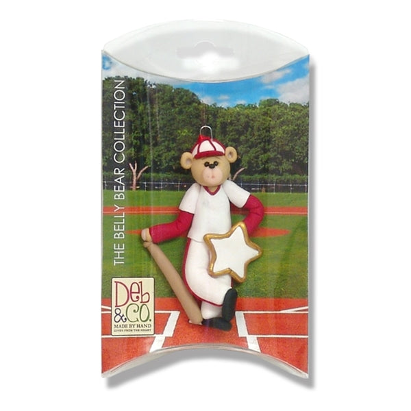 Baseball Belly Bear Personalized Ornament in Custom Gift Box