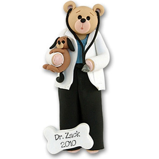 Belly Bear Veterinarian Personalized Christmas Ornament