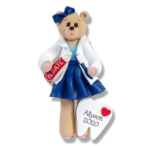 Belly Bear Dental Hygienist Personalized Christmas Ornament