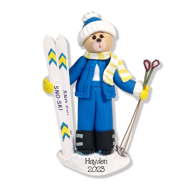 Skier Belly Bea Personalized Christmas Ornament