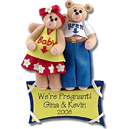 Belly Bear<br>Pregnant Couple<br>Personalized Ornament