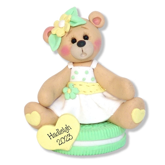 Girl Belly Bear on Cookie Personalized Ornament
