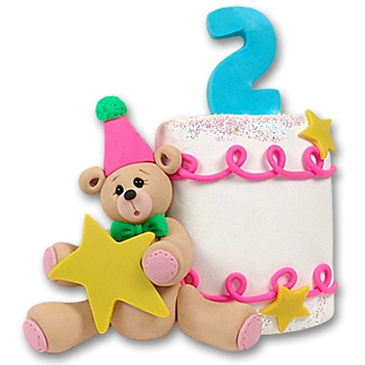 2nd Year Birthday Cake Personalized Christmas Ornament