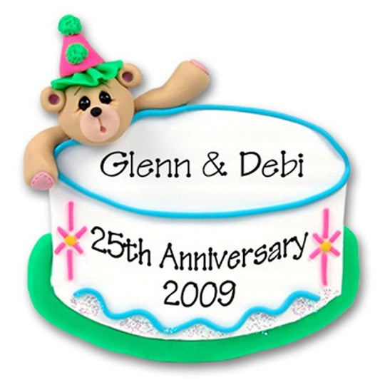 Bear & Birthday Cake Personalized Christmas Ornament