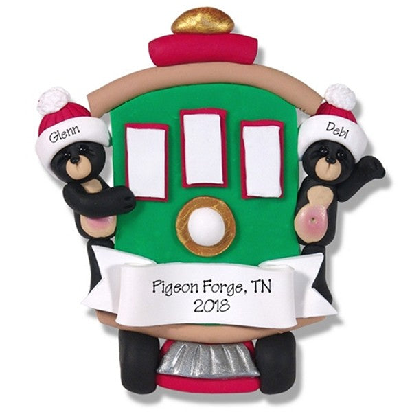 Black Bear Couple in Streetcar Personalized Family Ornament - Custom Ornament