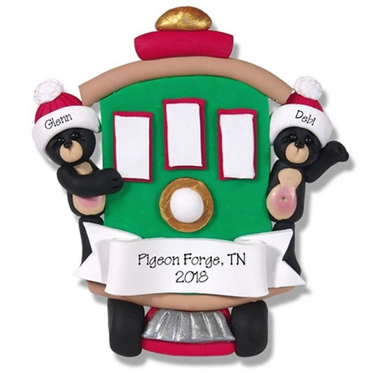 Black Bear Couple in Streetcar Personalized Family Ornament - Custom Ornament