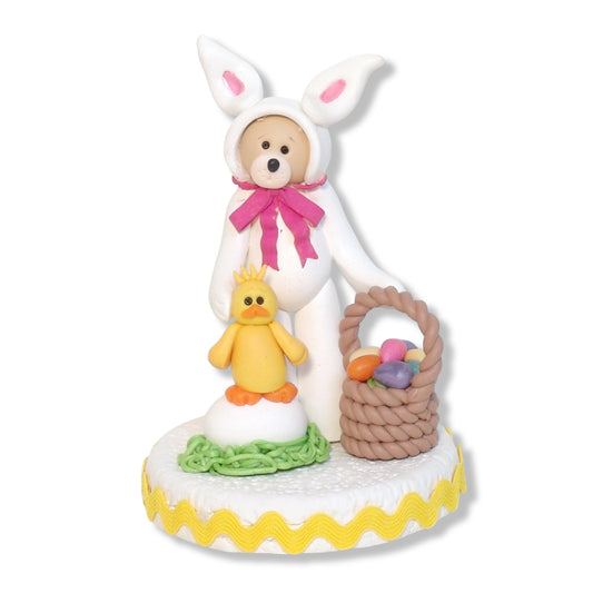 Bear in BUNNY Suit Figurine on Optional Base with Ric Rac