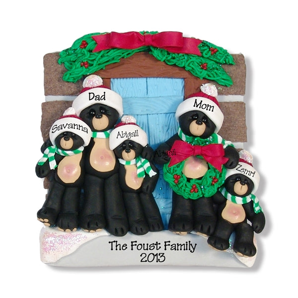 Black Bear Family of 5 at the Cabin - Plaque