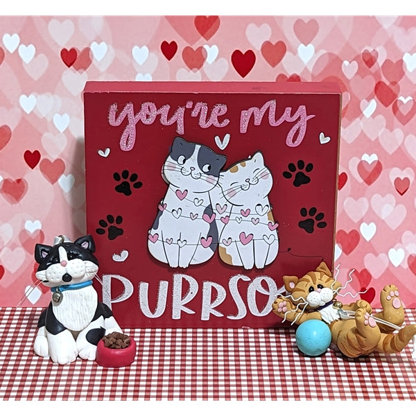 Kitty Cats "You're my Purrson" Plaque Valentine Decor - 3 Piece Set