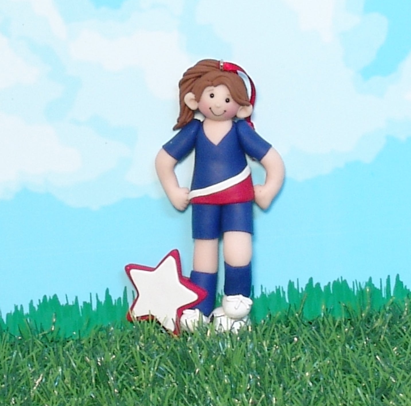 World Cup Female Soccer Player Handmade Polymer Clay Ornament