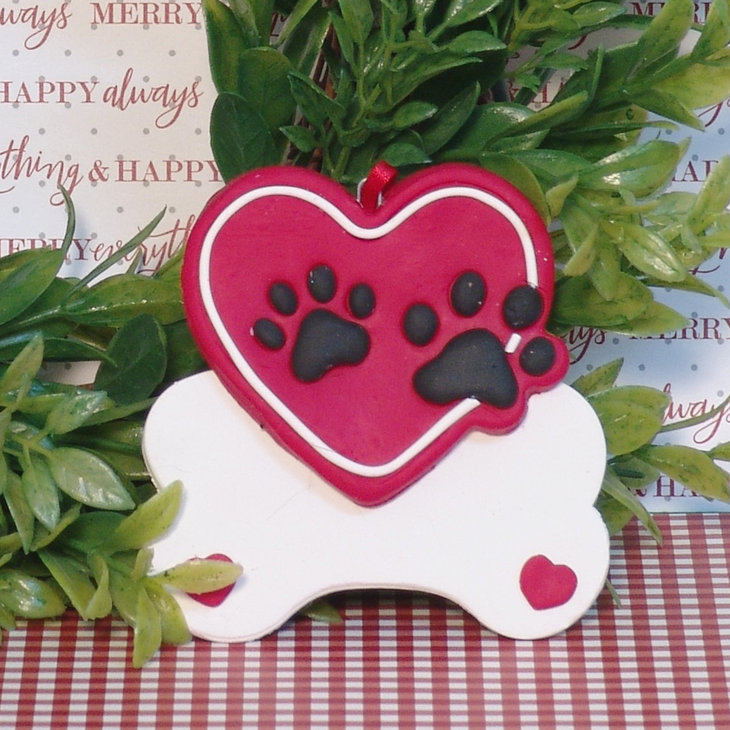 Handmade Polymer Personalized Dog Bone Ornament