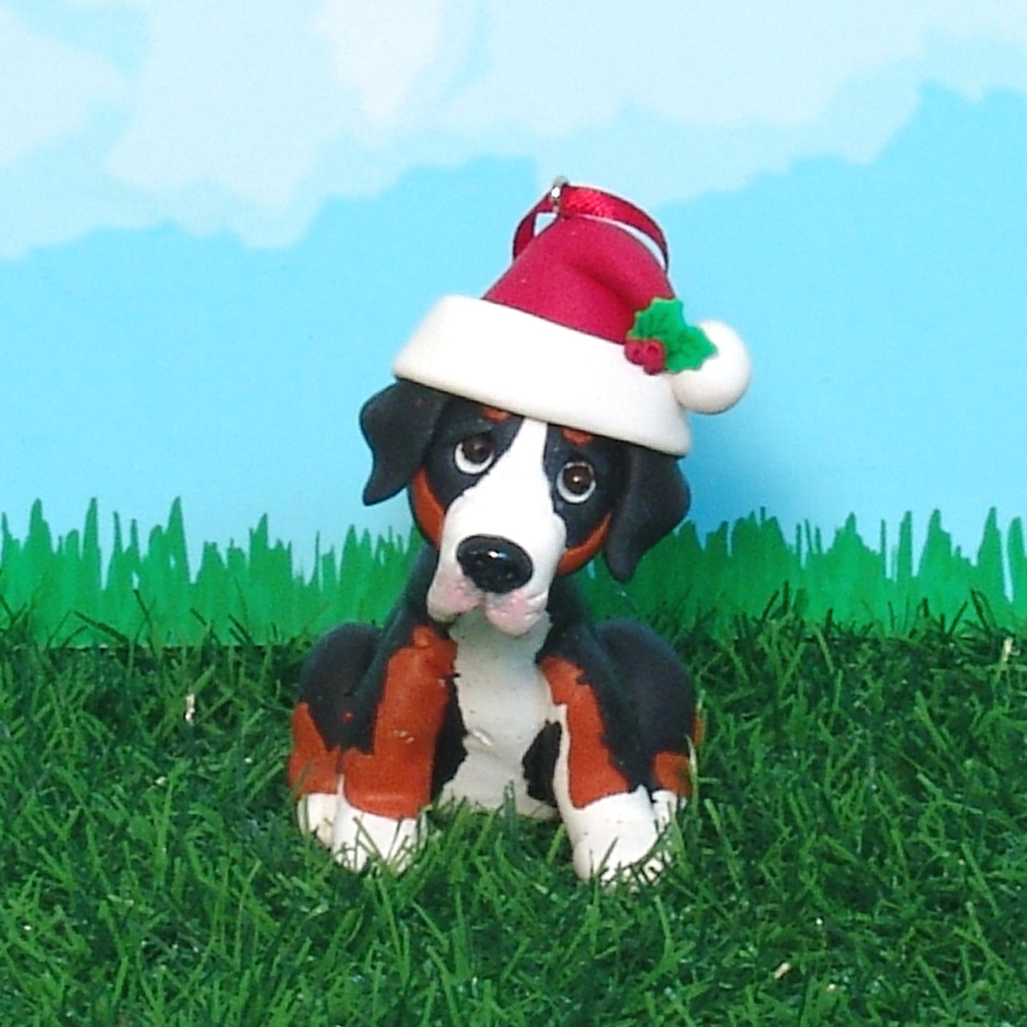 Greater Swiss Mountain Puppy Dog Polymer Clay Ornament