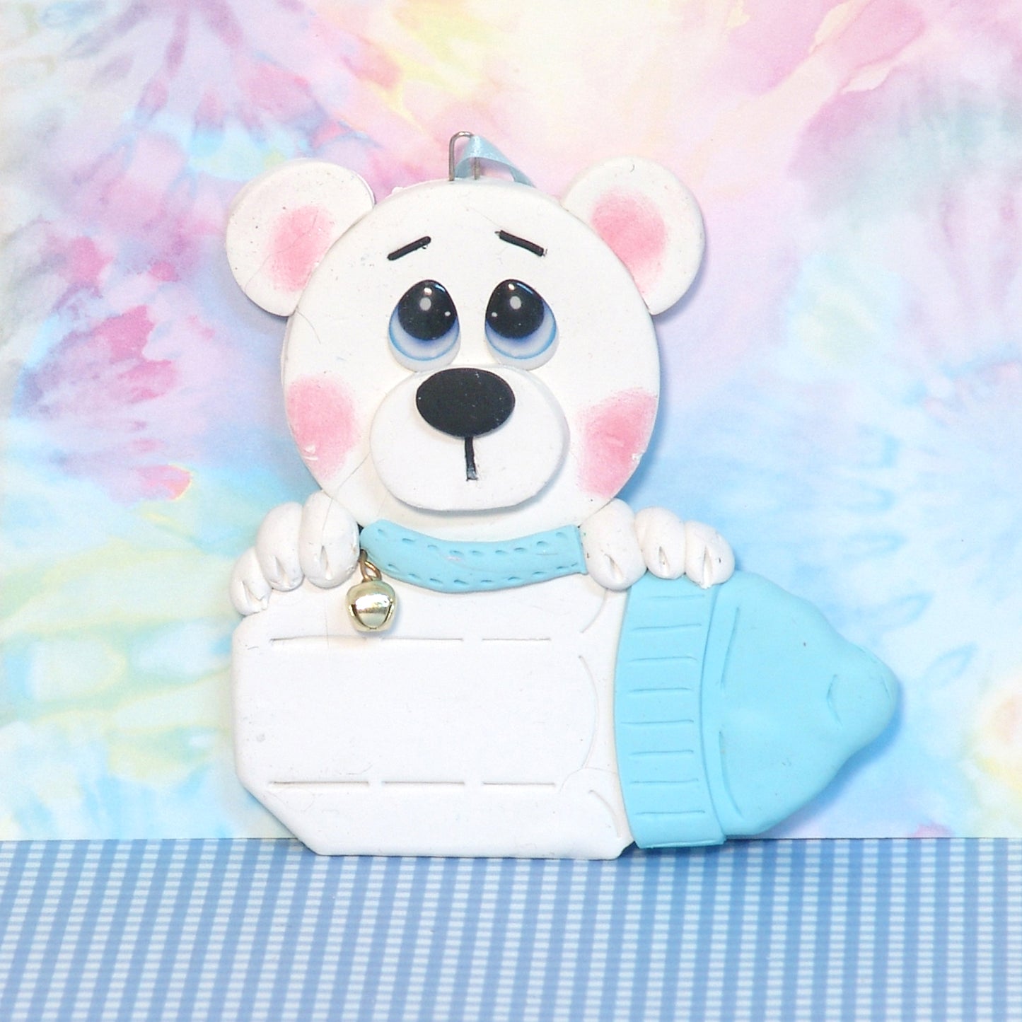 Polar Bear with Baby Bottle Personalized Boy Ornament
