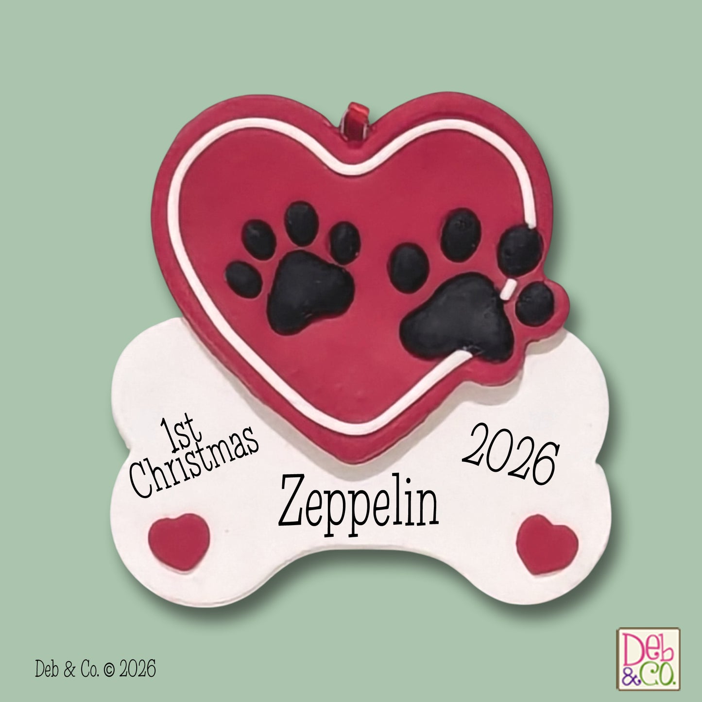 Handmade Polymer Personalized Dog Bone Ornament