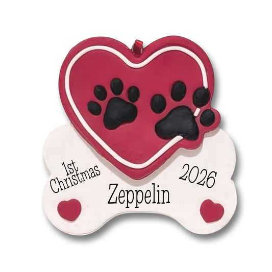 Handmade Polymer Personalized Dog Bone Ornament