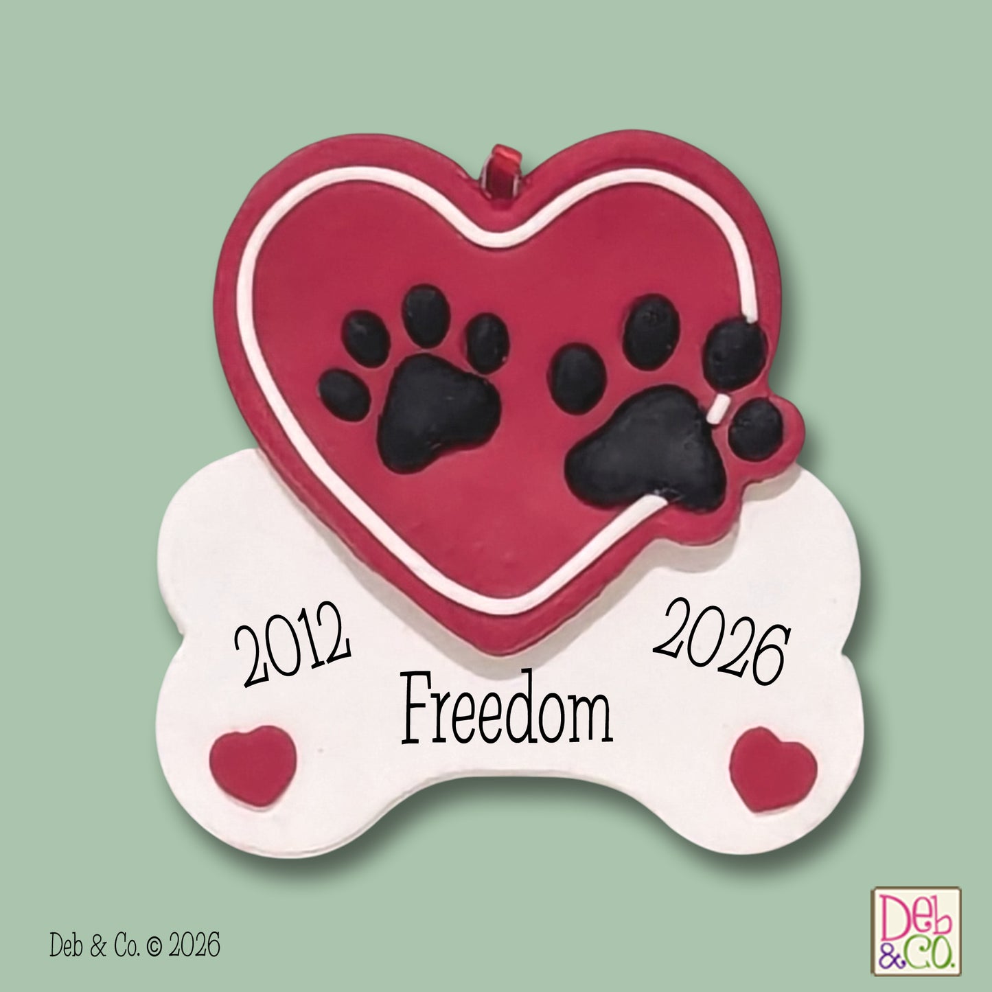 Handmade Polymer Personalized Dog Bone Ornament