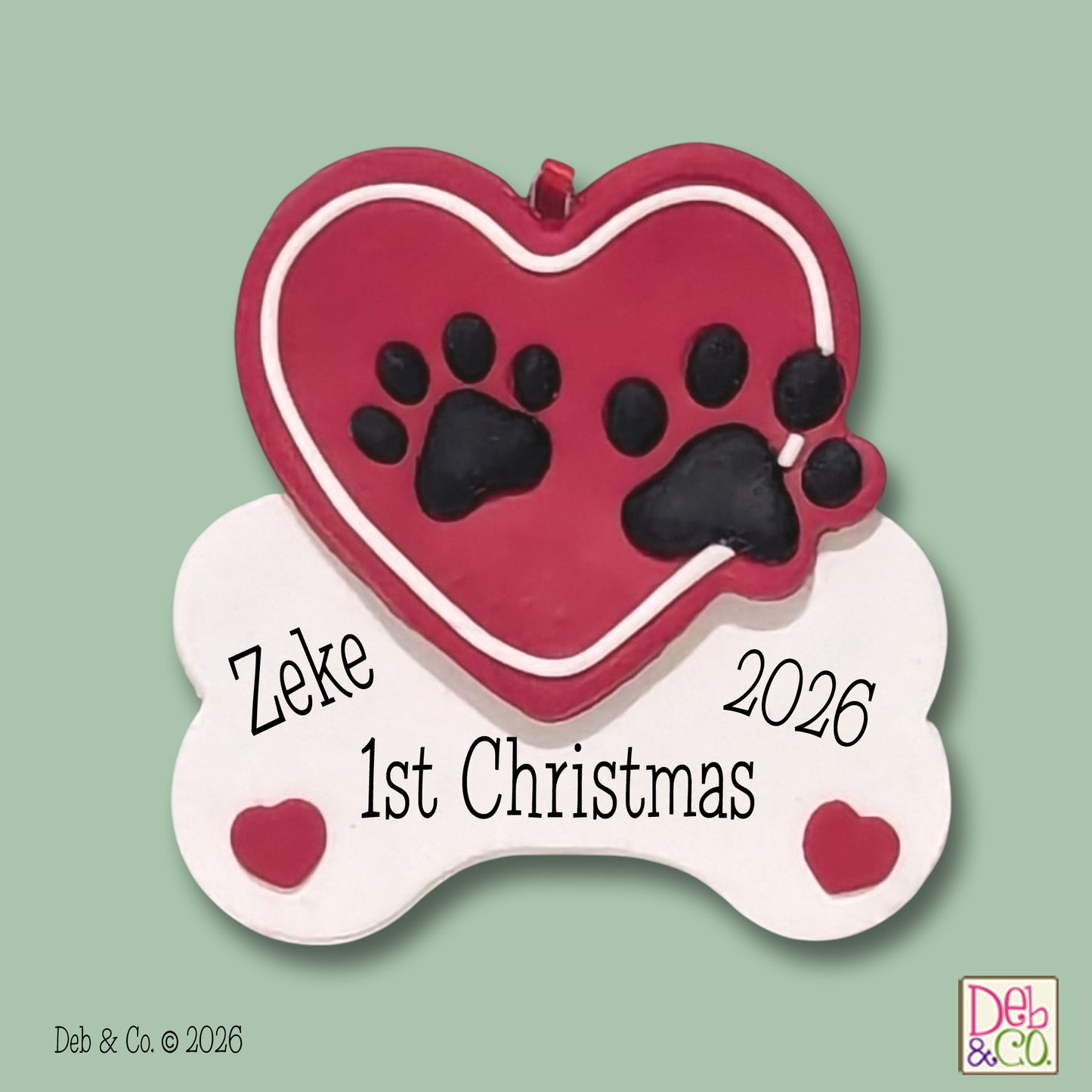 Handmade Polymer Personalized Dog Bone Ornament