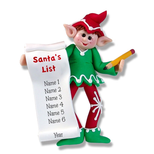 Winston Personalized Elf with List Ornament