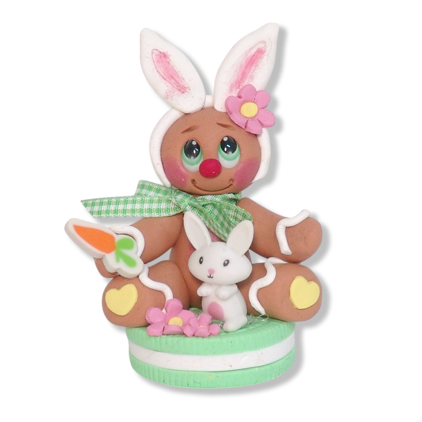 Easter "Gingy" on Green Cookie Handmade Ornament