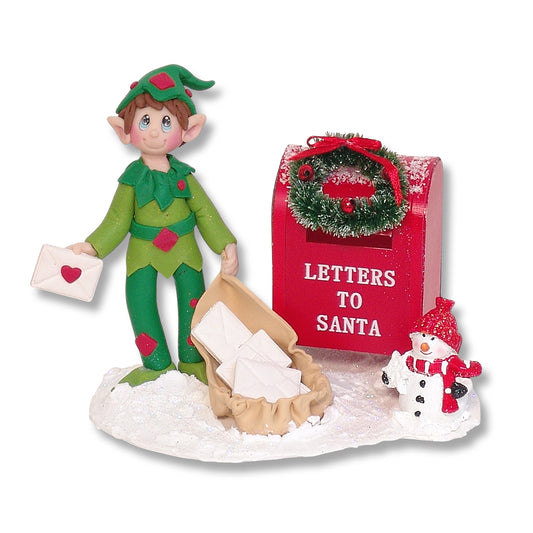 Elliot the Elf with Mailbox and Snowman Figurine  - 2