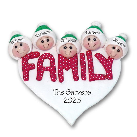 FAMILY - Family of 5 Handmade Ornament