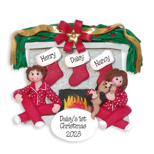 Fireplace Ornament for Couple with Dog