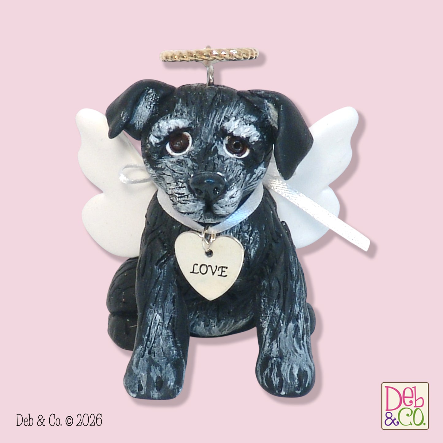 Black Labrador Retriever Dog with Wings and Halo Memorial Ornament