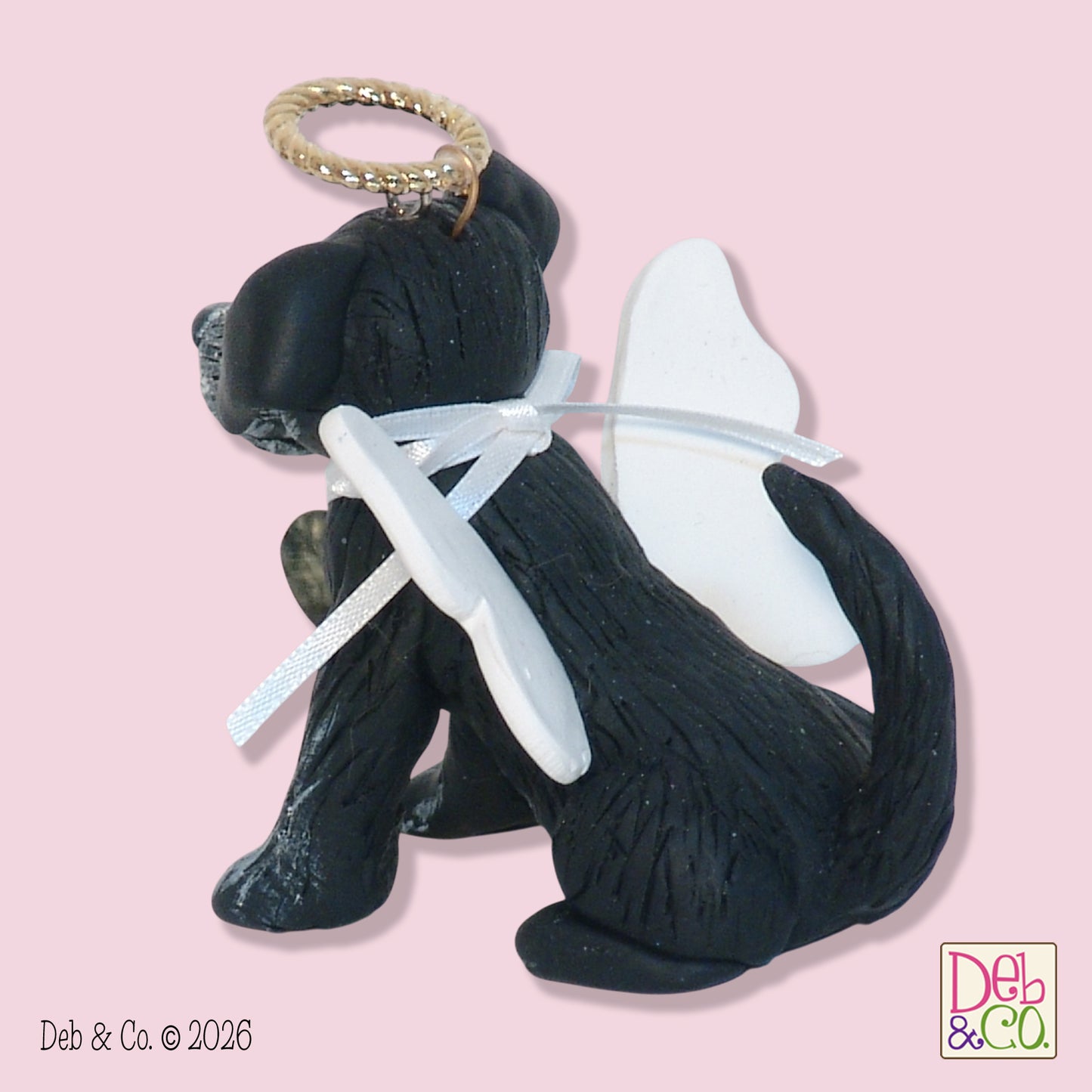 Black Labrador Retriever Dog with Wings and Halo Memorial Ornament