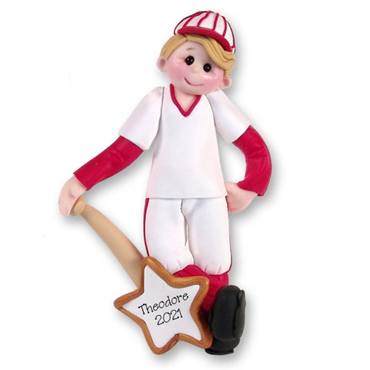 Blonde Giggle Gang Baseball Player Handmade Personalized Ornament - Limited Edition